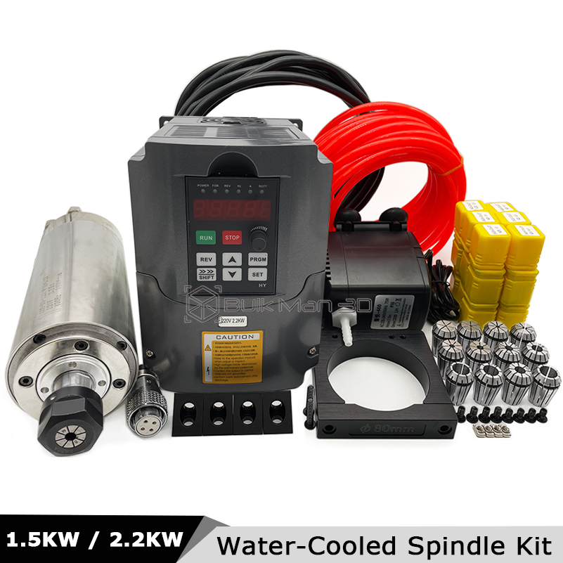 2.2Kw Water Cooled Spindle Kit Vfd - 2,2KW/1,5KW 400Hz 24000RPM Wassergekühlter CNC-Spindelsatz 220V