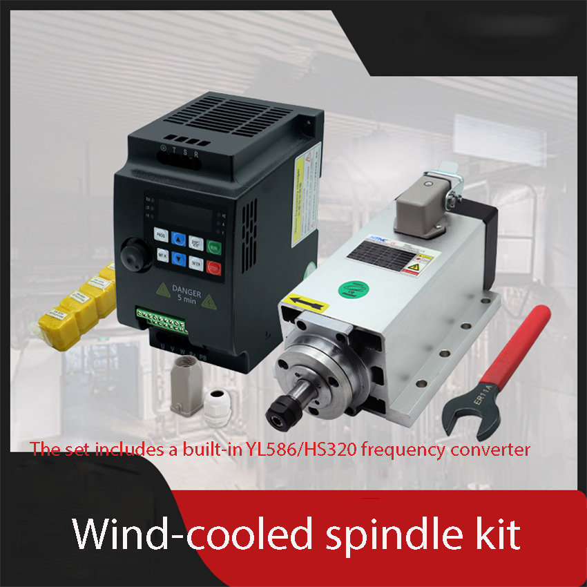 Air Cooled 1.5Kw Spindle Motor Inverter 110V - 1,5 kW HIZ80x73-1,5 quadratische luftgekühlte Spindel-Frequenzumrichter-Set,