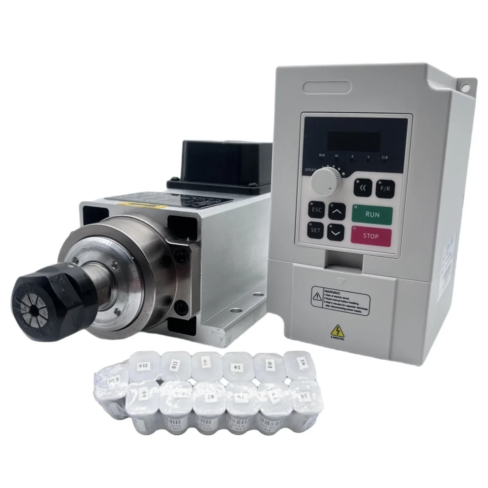 Air Cooled 1.5Kw Spindle Motor Inverter 110V - 1,5KW ER11/ER20 110V/220V CNC-Spindelmotor-Set Quadratisch Luftgekühlt