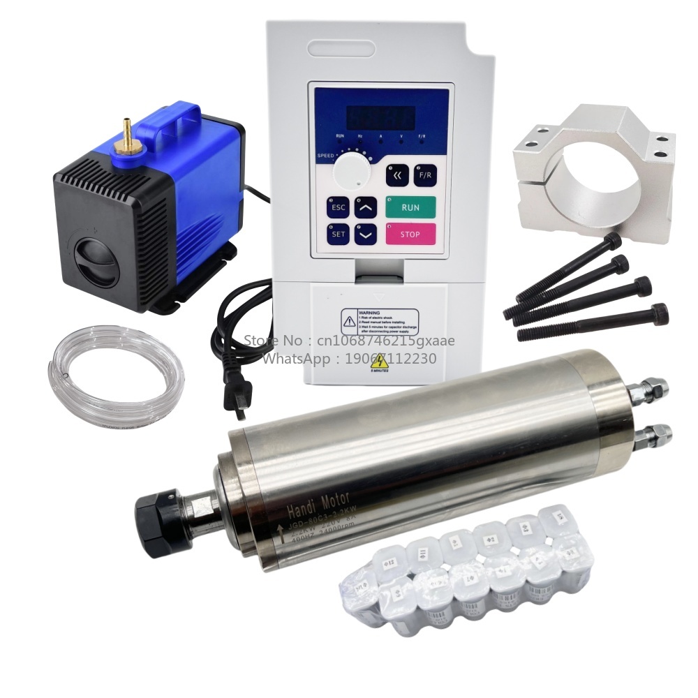2.2Kw Water Cooled Spindle Kit Vfd - 80MM 2,2KW ER20 Wassergekühlter CNC-Spindelmotor-Kit mit