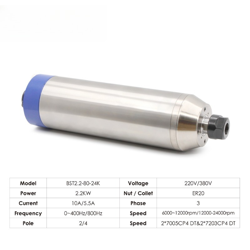 2,2 kW ER20 D80 12000 U/min/24 – 2.2Kw Water Cooled Spindle Kit Vfd Bewertung und Preis