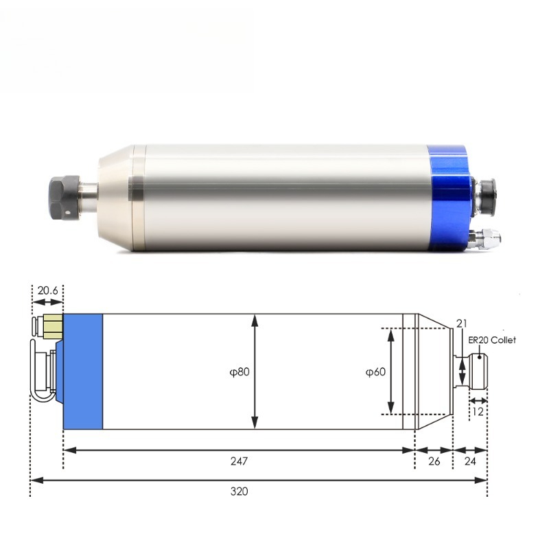 2,2 kW ER20 D80 12000 U/min/24 – 2.2Kw Water Cooled Spindle Kit Vfd Bewertung und Preis