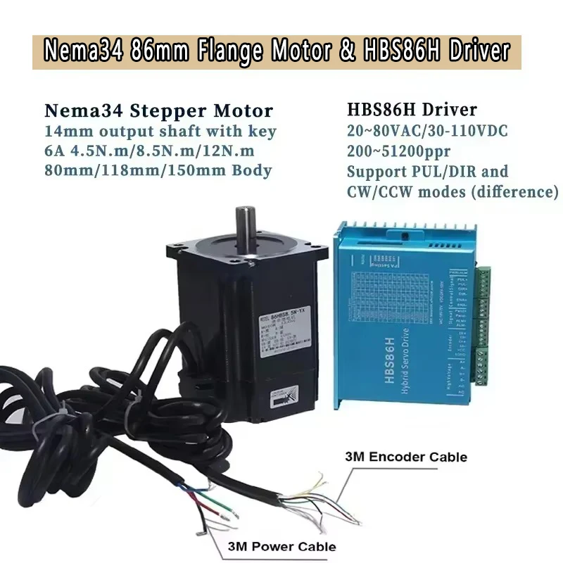 Nema34 86 mm Schrittmotorsatz  – Hybrid Servo Driver Nema 34 8.5Nm Bewertung und Preis