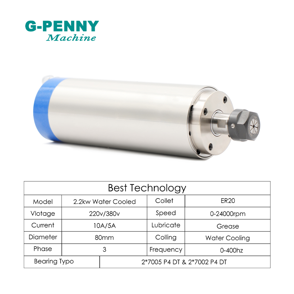 G-PENNY 2,2kW ER20 Wassergeküh – 2.2Kw Water Cooled Spindle Kit Vfd Bewertung und Preis