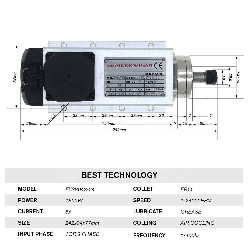 1,5 kW Flash luftgekühlter Spi – Air Cooled 1.5Kw Spindle Motor Inverter 110V Bewertung und Preis
